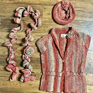 El Jorongo • 100% Wool • Vest • Scarf • Hat • Fall Colors • Hand Knitted